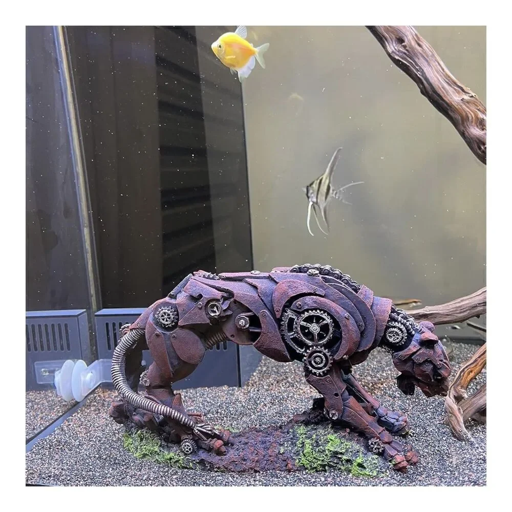 Aquarium Fish Tank Decorations,Robot Leopard Resin Easy Clean Accessories